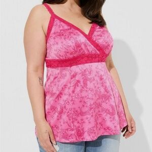 Like New Torrid X Betsey Johnson Pink Lace Cami Sz 2X